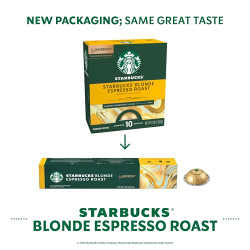 Starbucks Blonde Espresso Capsules for Nespresso Vertuo - 10 Count Pack of 5