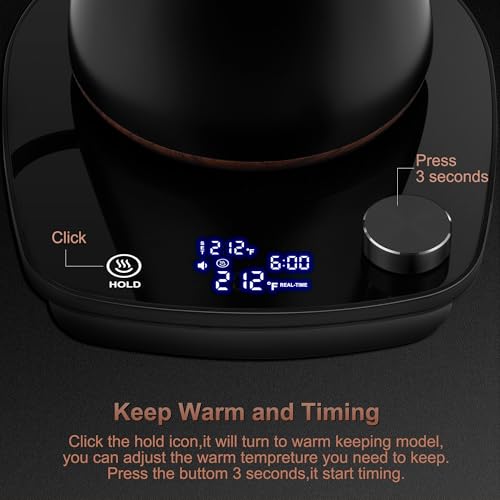 YDDZZM Black Gooseneck Electric Kettle with Temperature Control 0.9L 1000W