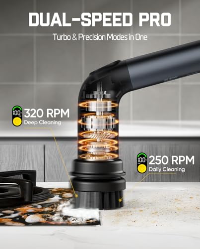 Fanttik G9 Handheld Cordless Electric Spin Scrubber - Black for Kitchen Cleaning