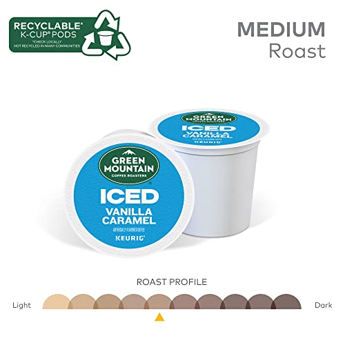 Green Mountain Coffee Roasters Iced Vanilla Caramel K-Cup Pods - Pack of 6 (10 Count Each)