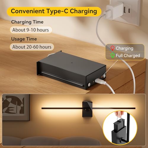 Ouyulong Black Square Battery-Operated Wall Sconce with Remote & 10000mAh Battery (Variation: 31.6in Square Base)