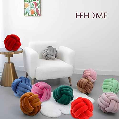 Knot Ball Pillows, Round Throw Pillow Cushion Home Decoration Soft Plush Pillow, Throw Knotted Ball Pillow Handmade Children Room Decoration Round Plush Toy Pillow (Dark Red,8.5"/22cm)