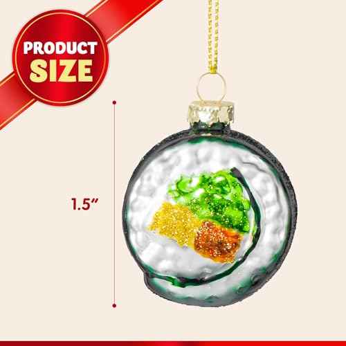 Joiedomi Christmas Sushi Glass Ornament, Xmas Glass Blown Food Ornament Presents for Christmas Tree Decoration, Food for Xmas Gift Holiday Party Favor Party