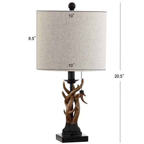 Rustic Faux Antler Table Lamp - 20.5in Brown and Black Resin Home Decor