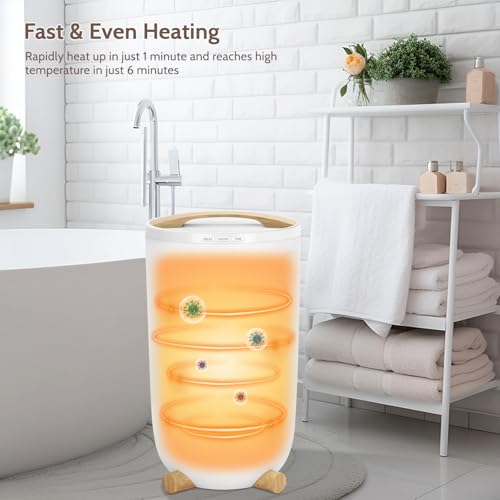 Keenray Creamy White Large Towel Warmer Bucket with LCD Screen & 24h Delay Timer