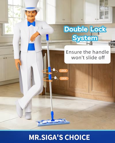 MR.SIGA Microfiber Mop for Hardwood & Floor Cleaning - Blue