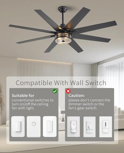 65-Inch Farmhouse Ceiling Fan with Lights and Remote Control