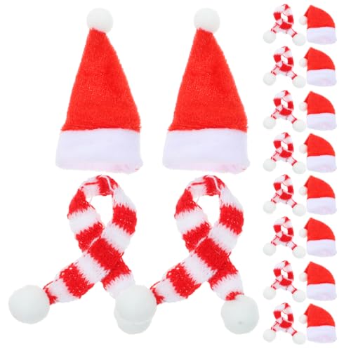 20pcs Mini Santa Hat Knit Christmas Decorations for Dolls Crafts & Gifts