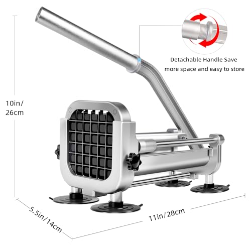 French Fry Cutter 1/2 Inch Blades Heavy Duty Potato Slicer with Anti Slip Suction Cups
