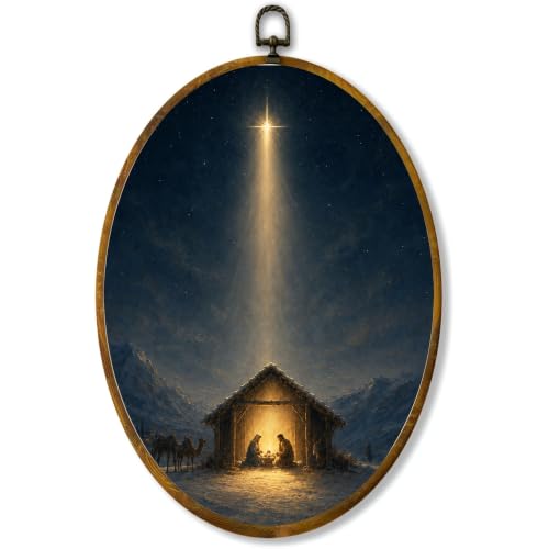 Nativity Star Oval Wall Art - HPCHENG Nativity Star, Religious Christmas Decor