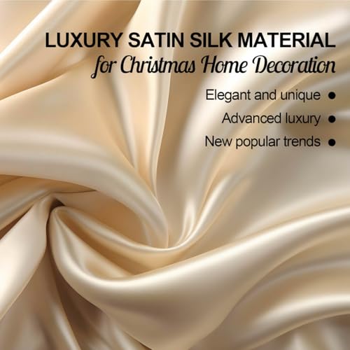 Seematn 2 Pcs 18" Deluxe Satin Champagne Gold Christmas Stocking with Bow - Champagne Gold