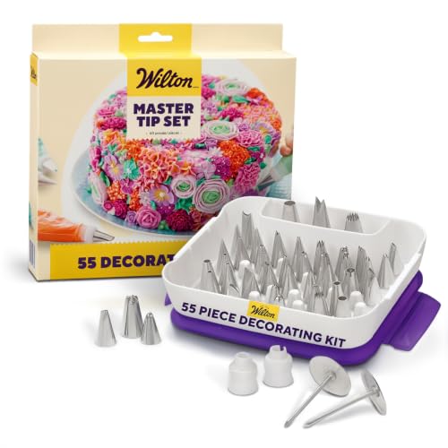 Wilton 55-Piece Cake Decorating Piping Tips Set with Case - Professional Quality
