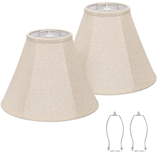 Seaside Village Beige Bell Lamp Shades Set of 2, 6" Top x 13" Bottom x 10" High