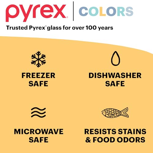 Pyrex Colors Tinted 6 Pack Food Storage Container Set - Small, Medium, Large with Snug Fit Lids - Green and Blue Variations