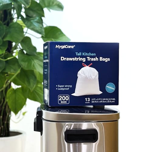 13 Gallon Tall Kitchen Trash Bags - Unscented, Leakproof, 200 Count