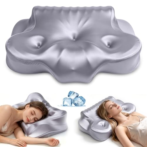 COMFYPIL Grayish Purple Cervical Neck Pillow for Pain Relief Memory Foam