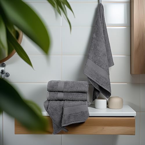 Charcoal Grey Bath Towel Set of 6 - 24x50 Inch 100% Cotton Quick Dry & Absorbent