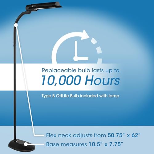 Large Black OttLite 18W WingShade Floor Lamp for Crafts & Tasks