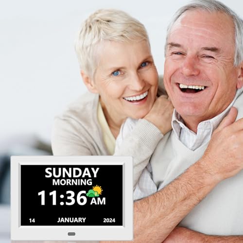 LXBYJKJ 10 Inch Digital Clock for Elderly White Large Font Alarm with Auto DST - Model 10in