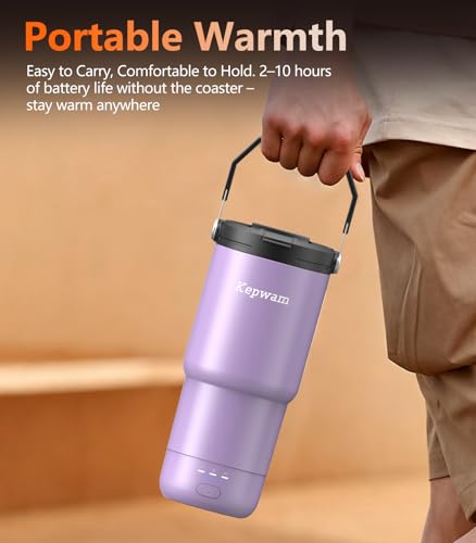 Kepwam Self-Heating Travel Mug 20oz, Leak-Proof & Large Capacity, Lilac Violet