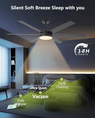 60 Inch Ceiling Fan with Lights & Remote - Matte Black Dark Walnut Finish