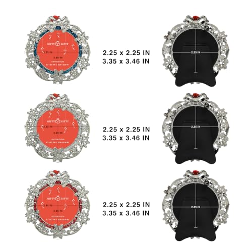 Snowflake Holiday Wreath Ornament Set - Silver, Red & Blue Christmas Decorations, 3-Pack