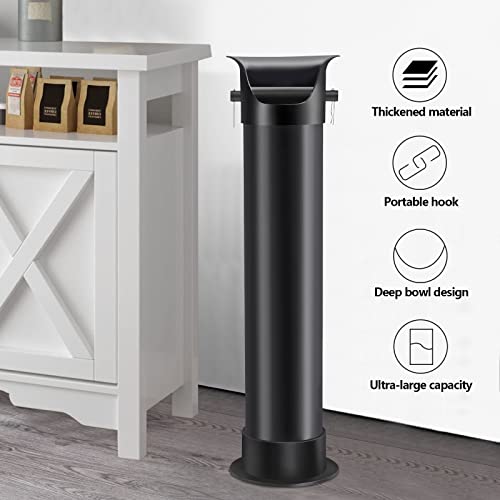 Black Espresso Coffee Knock Box - Commercial Standing Grounds Container with Garbage Bags & Towels