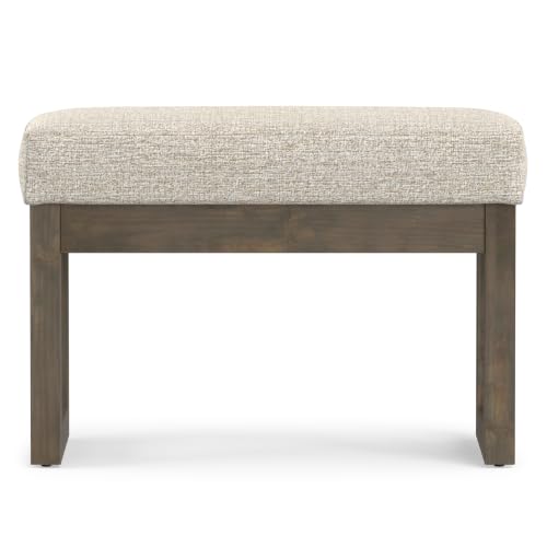 SIMPLIHOME Milltown 27" Platinum Tweed Ottoman Bench - Small, Modern Fabric Footstool