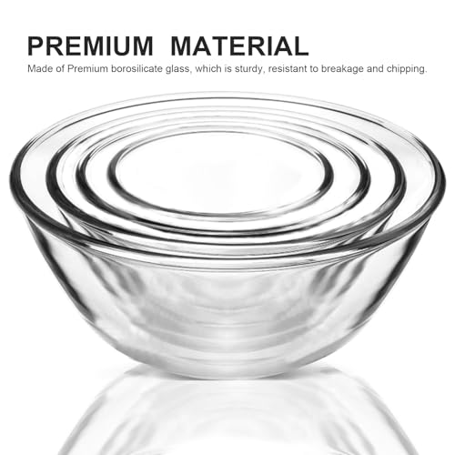 M MCIRCO 4-Pack Glass Mixing Bowls with Lids Set, 0.8 to 4.8 Qt, BPA-Free