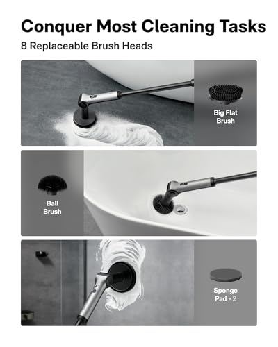 Cordless Spin Scrubber for Bathroom & Tile Cleaning - Extendable & Waterproof