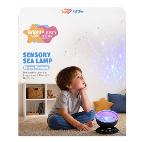 Bright Autism Calming Sea Lamp Night Light Projector - Black, 7 Light Modes