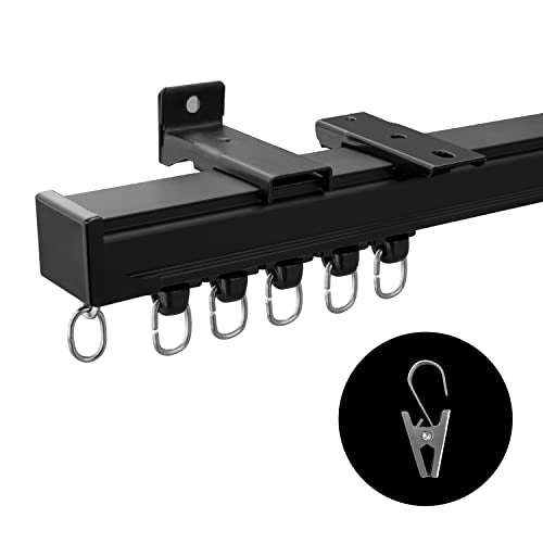 15ft Ceiling Curtain Track Wall Mounted Room Divider Rail Black - Extra Long