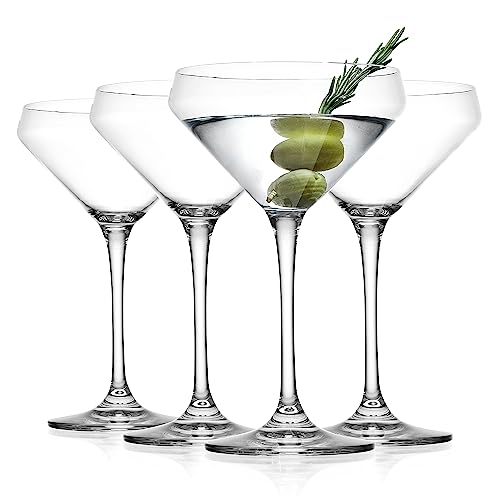 Martini Glasses Set of 4 - 10.5 Ounce Stemmed Cocktail Glasses for Bar & Home Entertaining