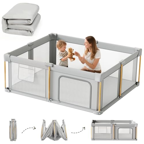 50x50 Foldable Baby Playpen with Mat, Portable Toddler Play Yard for Indoor & Outdoor