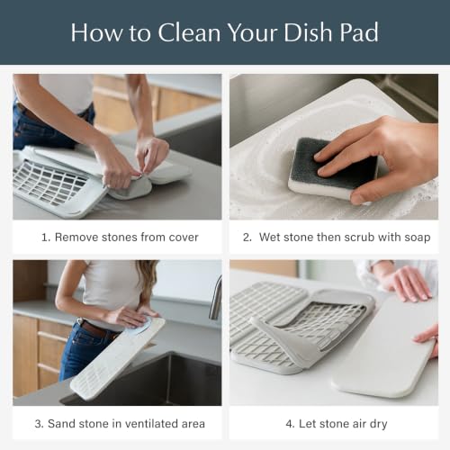 Collapsible Dish Drying Rack with Stone Dish Pad - Kitchen Counter Organizer