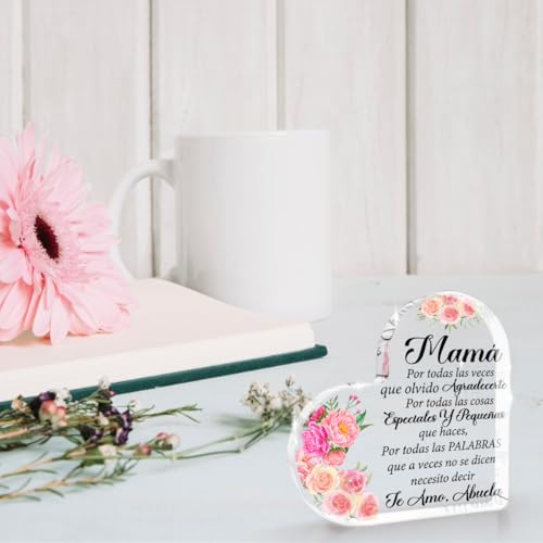Acrylic Heart Sign Paperweight Gift for Mom - Friends & Family Mother's Day Spanish Gift