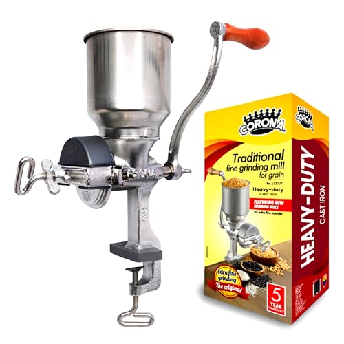 Corona Manual Grain Mill - Cast Iron Grinder for Corn, Wheat, Spices