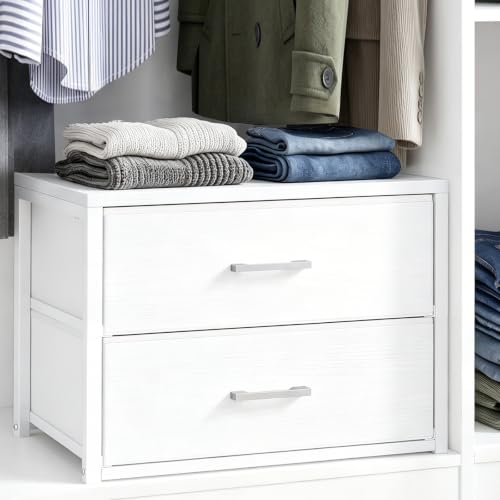 Fixwal Stackable Closet Drawer Organizer 21.2" Wide, 2 Foldable Fabric Drawers, Model 15.7"D x 21.2"W x 16.1"H