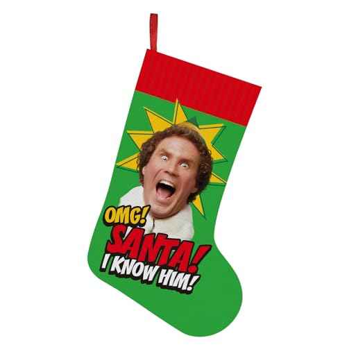 Buddy The Elf Christmas Decorations, Funny Christmas Stocking, 16 Inch Large Xmas Stocking Party Supplies, Holiday Fireplace Tree Ornaments, Elf Merch White Elephant Gifts for Women Men