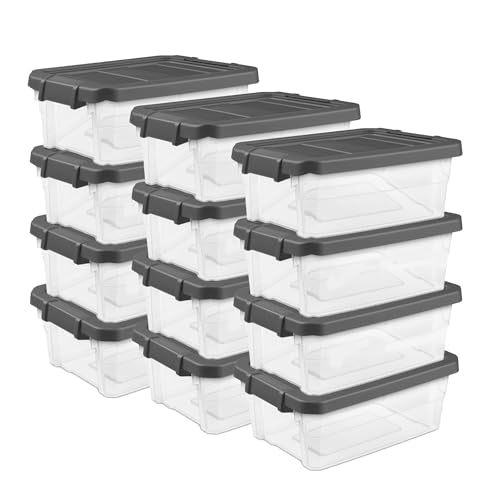 16 Quart Storage Boxes with Latching Lids - 12 Pack