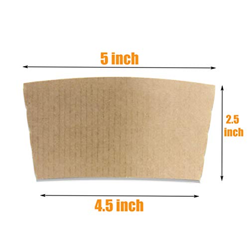 Kraft Brown Coffee Cup Sleeves 1000 Pack - Disposable Insulating Drink Sleeves for 12-24 oz Hot & Cold Beverages