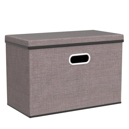 Gray 3-Pack Collapsible Linen Storage Bins with Lids - Large Closet Organizers