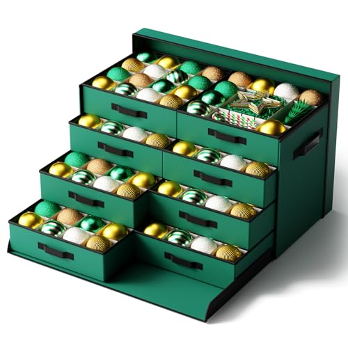 Large Christmas Ornament Storage Box with Adjustable Dividers, Holds 128 Ornaments
