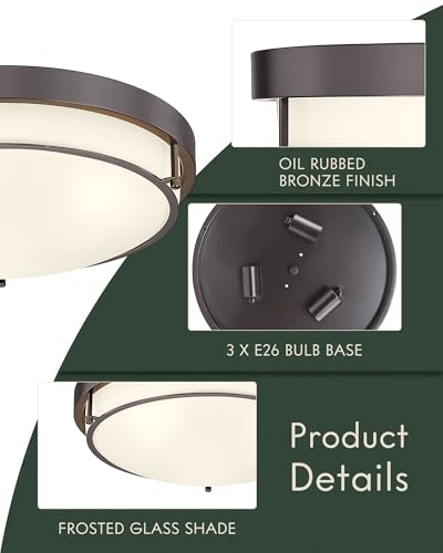 Cargifak 16 Inch Modern Flush Mount Ceiling Light with Frosted Glass and Oil Rubbed Bronze Finish - Variation: Oil-Rubbed Bronze 1 / 16 Inch
