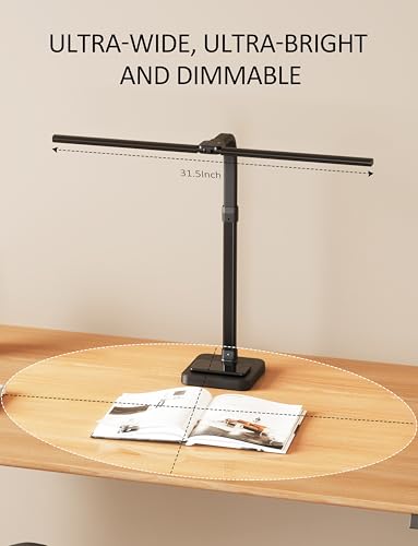 Black Double-Head LED Desk Lamp for Home Office & Study - 24W Architect Light with Adjustable Gooseneck
