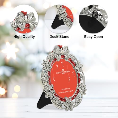 Snowflake Holiday Wreath Ornament Set - Silver, Red & Blue Christmas Decorations, 3-Pack