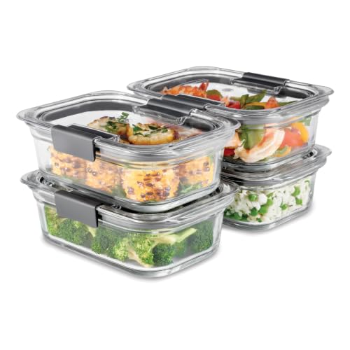 Glass Food Storage Containers Set of 4 - 3.2 Cup Leak-Proof, Airtight, Microwave Safe