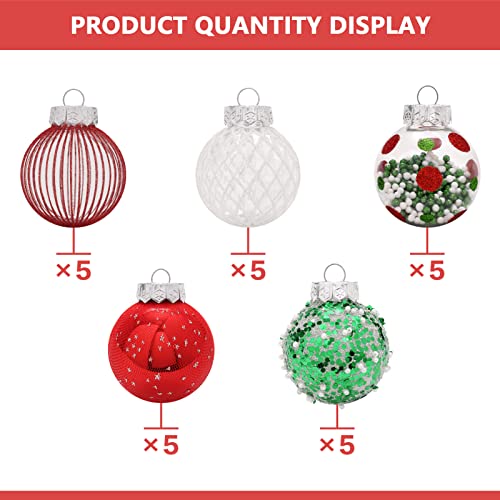 JIALEIXI 25Pcs Christmas Ornaments Set Red/Green/White - 2.36in Shatterproof Plastic Ball Decorations