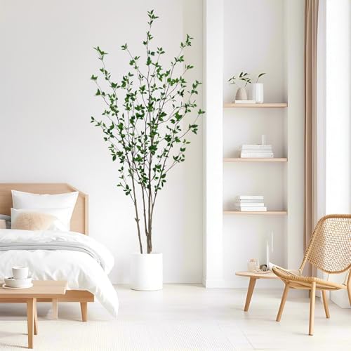 7FT Artificial Citrus Tree - Faux Minimalist Green Tree with Realistic Leaves