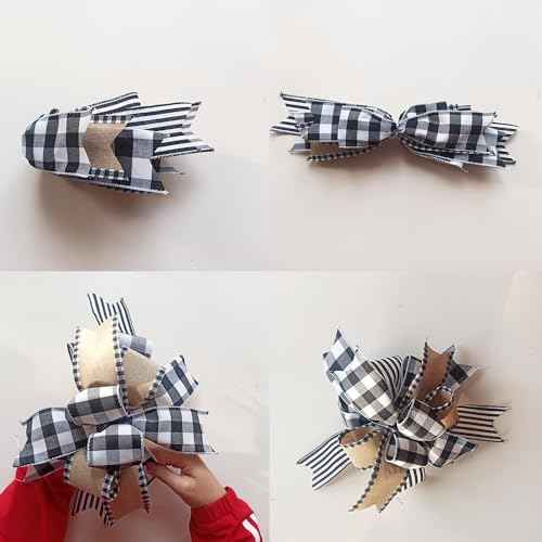 Buffalo Plaid Christmas Wreath Bow for Wreath Farmhouse Rustic Front Door Bow Wreath Decorations